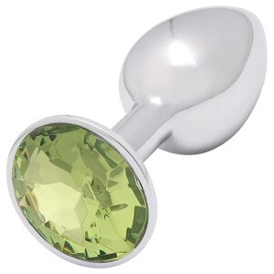 Sunfo - kovový análny plug s limetkovým kameňom (strieborný)
