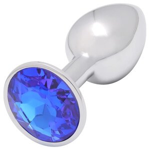 Sunfo - kovový análny plug s modrým kameňom (strieborný)
