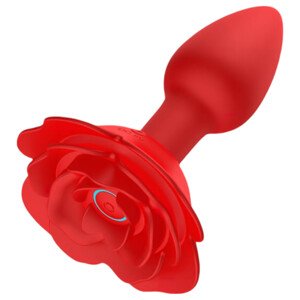 Rose Plug - akumulátorový análny vibrátor s diaľkovým ovládaním (červený)