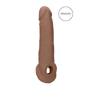 RealRock Penis Sleeve 9 - návlek na penis (21,5cm) - tmavá prírodná farba