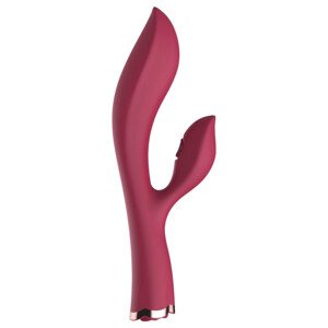 Raytech Rose - nabíjací, vodeodolný vibrátor s klitorisovým ramenom (červený)