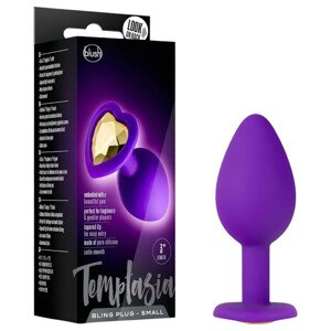 Temptasia S - anál plug so srdiečkom a zlatým kameňom (fialový) - malý