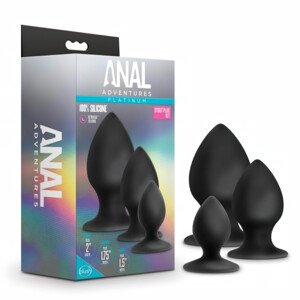 Anal Adventures Platinum Stout - análna sada zátok - 3ks (čierne)
