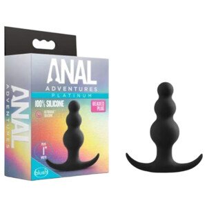 Anal Adventures Platinum - čierny anál plug s korálkami