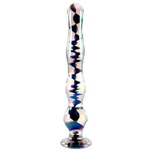 Playboy Jewels - vlnitý sklenený dildo (priehľadný)