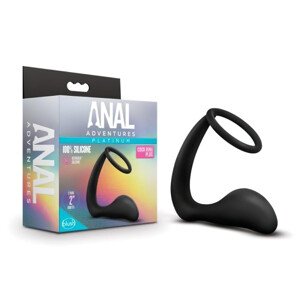 Anal Adventures Platinum - análne dildo s penisovým krúžkom (čierne)