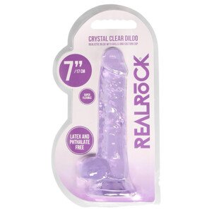 REALROCK - priehľadný realistický dildo - fialový (17cm)