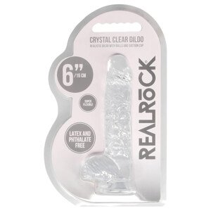 REALROCK - priehľadný realistický dildó - priehľadný (15cm)