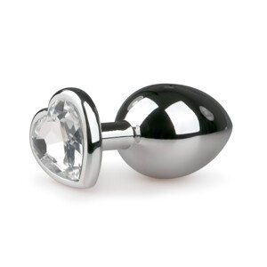 Easytoys Metal No.7 - análne srdce s bielym kameňom - strieborné