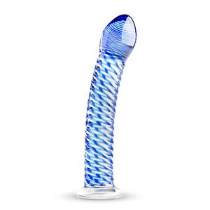 Gildo Glass No. 5 - špirálové sklenené dildo (priehľadno-modré)