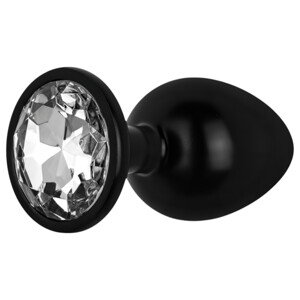 / Easytoys Anal Collection - kovový análny kolík s kameňom - M (čierny)