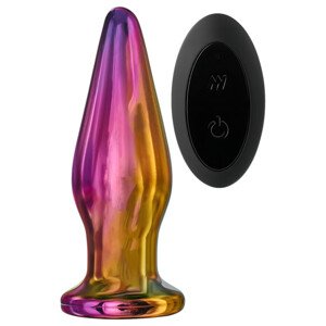 Glamour Glass - štíhly, diaľkové, sklenený anál vibrátor (farebný)