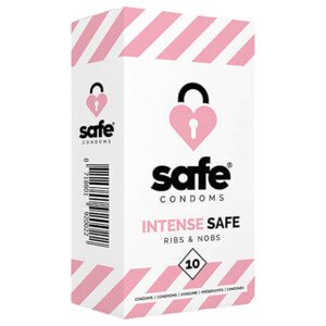 SAFE Intense Safe - ryhované-bodkované kondómy (10 ks)