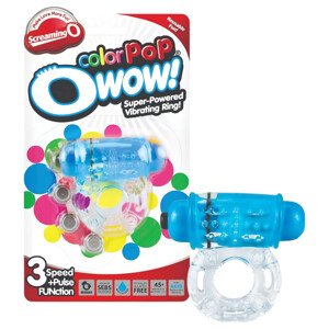 Screaming Color Pop - vibračný erekčný krúžok (priehľadný-modrý)