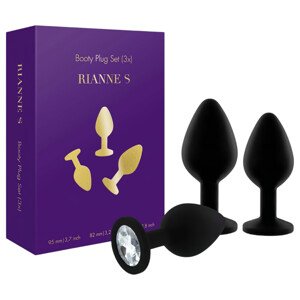 Rianne - 3-dielna silikónová análna sada (čierna)