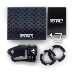 LOCK A WILLY - silikónová klietka na penis so zámkom (čierna)