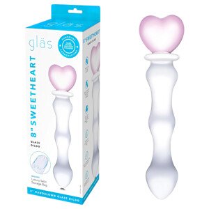 GLAS - srdcovité sklenené dildo (priehľadné)
