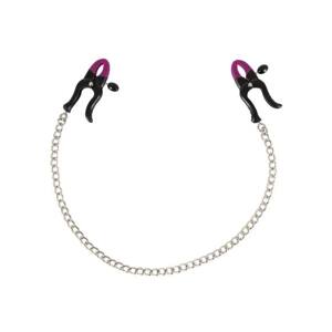 Bad Kitty - Nipple Clamps with Chain (Purple-Black)