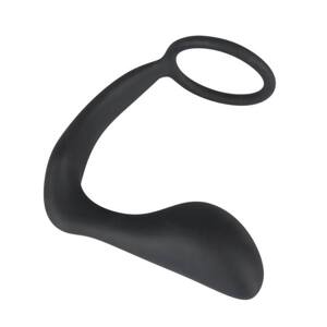 Black Velvet - anal plug with penis ring (black)