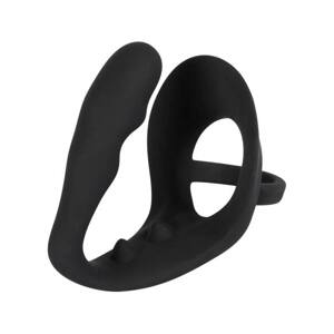 Black Velvet - Black Anal Dildo with Penis & Testicle Ring