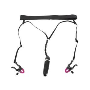 Bad Kitty - Vibrating Panty with Clitoral Clip - Black (S-L)
