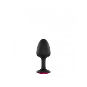 Dorcel Geisha Plug Ruby M - pink jeweled anal plug (black)