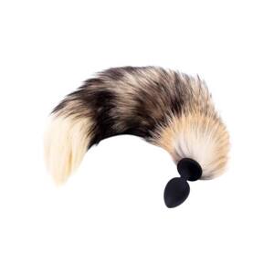 Sunfo - Silicone Anal Plug with Fox Tail (Black-Red)