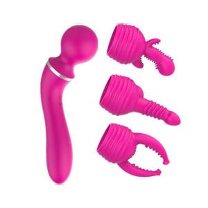 Lonely 2in1 - Massager & G-Spot Vibrator with 3 Attachments (Pink)