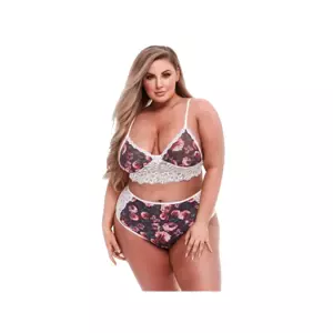 Baci Plus Size - Floral Lace Bra Set