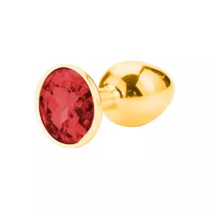 Sunfo - Gold Metal Anal Plug with Red Gem