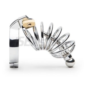 Oceľová klietka na penis s dilátorom &amp;#45; Corkscrew