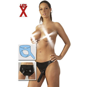 LateX nohavičky s vonkajším penisom Blackie I (16 cm)
