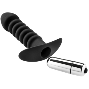 ZENN Premium Ribbed Butt Plug with Strong Vibrating Bullet