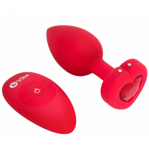 B-Vibe vibračný análny kolík Heart M/L s diaľkovým ovládaním (10,5 cm)
