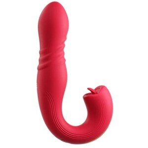 JOI THRUST 2  Pressure Sensing App Controlled Thrusting G-spot Vibrator & Tongue Clit Licker Red