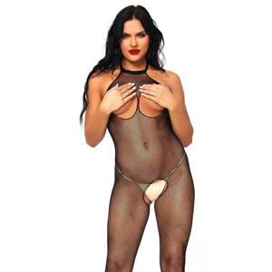 Bodystocking s otvoreným poprsím a voľným klinom