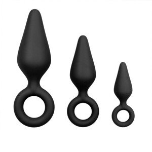 EASYTOYS ANAL COLLECTION Čierne análne kolíky S krúžkom - sada