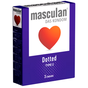 Masculan Single: Typ 2 dotted condoms, 3 pcs