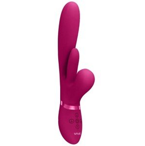 Kura - Thrusting G-Spot Vibrator with Flapping Tongue and Pulse Wave Stimulator - Pink