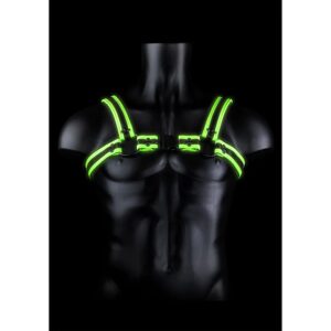 Kožený harness Ouch! Glow in the Dark Buckle Bulldog svietiaci pánsky kožený postroj L/XL